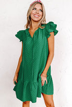 Load image into Gallery viewer, Ruffle Sleeve Dress | Green Flutter Sleeve Shift Dress
