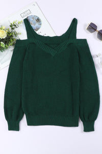 Green Dew Shoulder Juliette Knitted Sweater | Tops/Sweaters & Cardigans