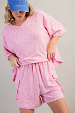 Load image into Gallery viewer, Lounge Set | Pink Floral Short Sleeve Top and Shorts  Set
