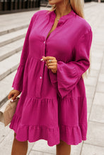 Load image into Gallery viewer, Rose Crinkled Tiered Split Neck Shirt Dress | Dresses/Mini Dresses
