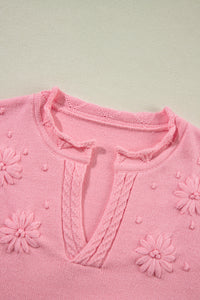 Peach Blossom Flower Detail Knitted Sweater