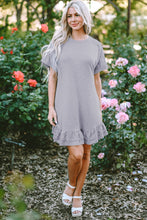 Load image into Gallery viewer, Light Grey Lace Floral Patchwork Ruffled T-shirt Dress | Dresses/T Shirt Dresses
