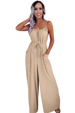 Load image into Gallery viewer, Wide Leg Jumpsuit | Apricot Spaghetti Straps Waist Tie with Pockets
