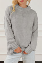 Load image into Gallery viewer, Light Grey Chunky Knit Turtle Neck Drop Shoulder Sweater | Tops/Sweaters &amp; Cardigans
