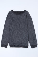 Load image into Gallery viewer, Pullover Sweatshirt | Gray Solid Ribbed Knit Round Neck
