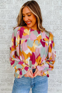 Multicolor Abstract Printed Long Sleeve Blouse | Tops/Blouses & Shirts