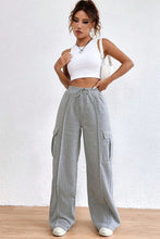 Load image into Gallery viewer, Light Grey Drawstring Waist Cargo Sweatpants | Bottoms/Pants &amp; Culotte

