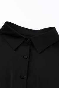 Black 3/4 Puff Sleeve Oversize Shirt | Tops/Blouses & Shirts