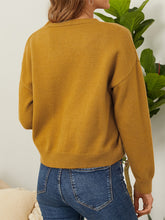 Load image into Gallery viewer, Flower Button Front Dropped Shoulder Cardigan
