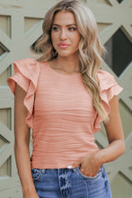 Load image into Gallery viewer, Ruffle Sleeve Top | Pink Apricot Pink Wavy Textured Blouse
