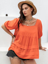 Load image into Gallery viewer, Puff Sleeve Top | Plus Size Square Neck Half Sleeve Blouse
