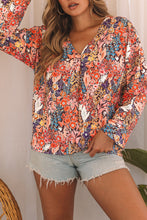 Load image into Gallery viewer, Multicolor Boho Floral Long Sleeve V-Neck Blouse | Tops/Blouses &amp; Shirts
