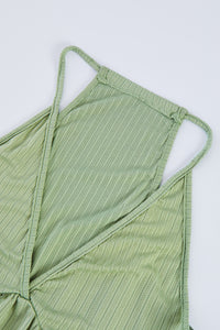 Green Deep V Neckline Ribbed Babydoll Tank | Tops/Tank Tops