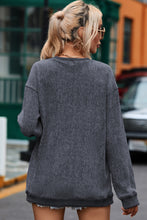 Load image into Gallery viewer, Pullover Sweatshirt | Gray Solid Ribbed Knit Round Neck
