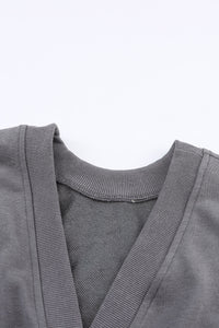 Gray Exposed Seam Twist Open Back Oversized Sweatshirt