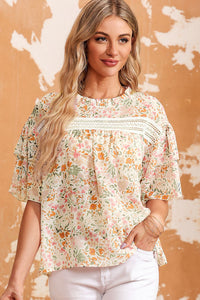 Multicolor Floral Print Wide Ruffle Sleeves Blouse | Tops/Blouses & Shirts