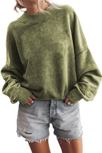 Pullover Sweatshirt | Green Drop Shoulder Crew Neck