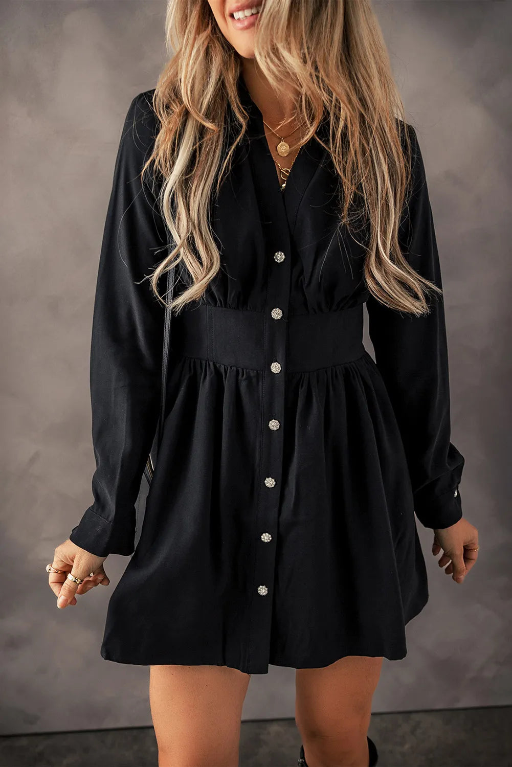 Button Up Long Sleeve Dress