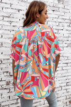 Load image into Gallery viewer, Multicolor Abstract Geometry Print Half Puff Sleeve Loose Shirt | Tops/Blouses &amp; Shirts
