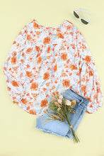 Load image into Gallery viewer, Orange Split V Neck Floral Print Dolman Blouse | Tops/Blouses &amp; Shirts
