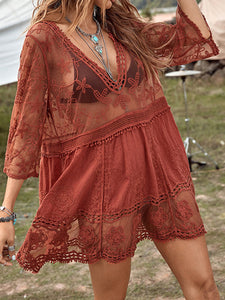 Womens Cover Up Dress | Lace Detail Plunge Cover-Up Dress | Dresses/Mini Dresses