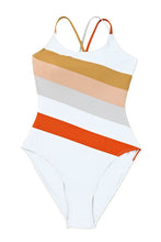 Load image into Gallery viewer, Multicolor Striped Criss Cross Backless One-piece Swimwear | Swimwear/One-Piece Swimsuit
