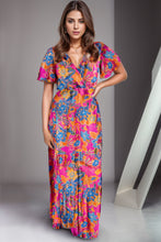 Load image into Gallery viewer, Womens Maxi Dress | Printed Surplice Short Sleeve Maxi Dress | Dresses
