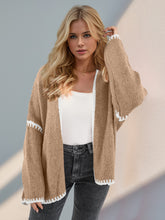 Load image into Gallery viewer, Double Take Contrast Open Front Dropped Shoulder Cardigan
