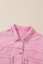 Load image into Gallery viewer, Womens Denim Jacket | Pink Rivet Studded Pocketed Denim Jacket | Outerwear/Denim jackets
