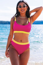 Load image into Gallery viewer, Rose Color Block Ribbed Bikini Swimwear | Swimwear/Bikinis
