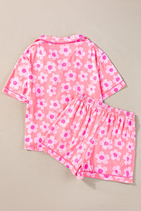 Pink Flower Print Short Sleeve Shirt Pajamas Set | Loungewear & Sleepwear/Sleepwear