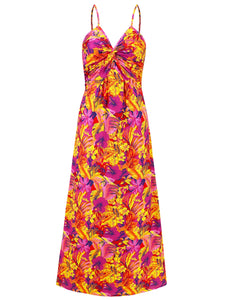 Womens Cami Dress | Twisted Printed V-Neck Cami Dress | maxi dress