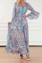 Load image into Gallery viewer, Paisley Printed Ruffle Trim Elegant Maxi Dress | Dresses/Maxi Dresses
