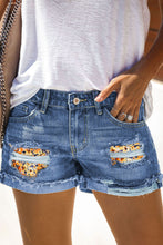 Load image into Gallery viewer, Denim Shorts | Casual Floral Patchwork Rolled Hem
