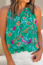 Load image into Gallery viewer, Green Floral Print Top | Frill Printed Grecian Tank
