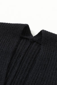 Sweater Cardigan | Black Oversized Fold Over Sleeve