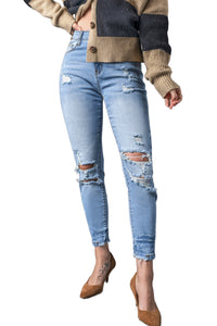 Ripped Skinny Jeans | Light Blue Vintage Distressed