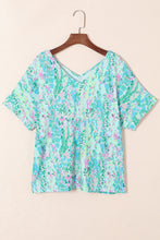 Load image into Gallery viewer, Floral T Shirt | Green Loose Painted Top
