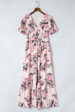 Load image into Gallery viewer, Womens Maxi Dress | Pink Floral Puff Sleeve High Waist Maxi Dress | Dresses/Floral Dresses
