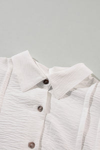 Mini Dress | White Half Puff Sleeve Buttoned Shirt