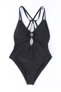 Black O-ring Decor Hollowed Strappy One Piece Swimsuit | Swimwear/One-Piece Swimsuit