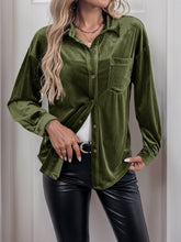 Load image into Gallery viewer, Velvet Like Long Sleeve Blouse
