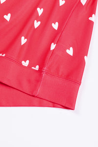 Lounge Set | Fiery Red Heart Print Pants Set