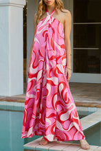 Load image into Gallery viewer, Pink Abstract Swirl Print Halter Maxi Dress | Dresses/Maxi Dresses
