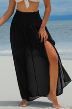 Load image into Gallery viewer, Beach Maxi Skirt | Black High Waist Chiffon Split Beach Skirt
