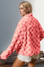 Load image into Gallery viewer, Pink Checkered Fuzzy Jacket
