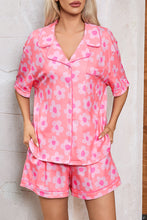 Load image into Gallery viewer, Pink Flower Print Short Sleeve Shirt Pajamas Set | Loungewear &amp; Sleepwear/Sleepwear
