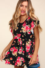 Load image into Gallery viewer, Babydoll Top | Floral Ruffle Short Sleeve Blouse
