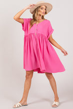 Load image into Gallery viewer, Bright Pink Dress | Button Up Short Sleeve Dress
