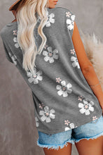 Load image into Gallery viewer, Gray Floral Cap Sleeve T-Shirt with Pocket | Tops/Tops &amp; Tees
